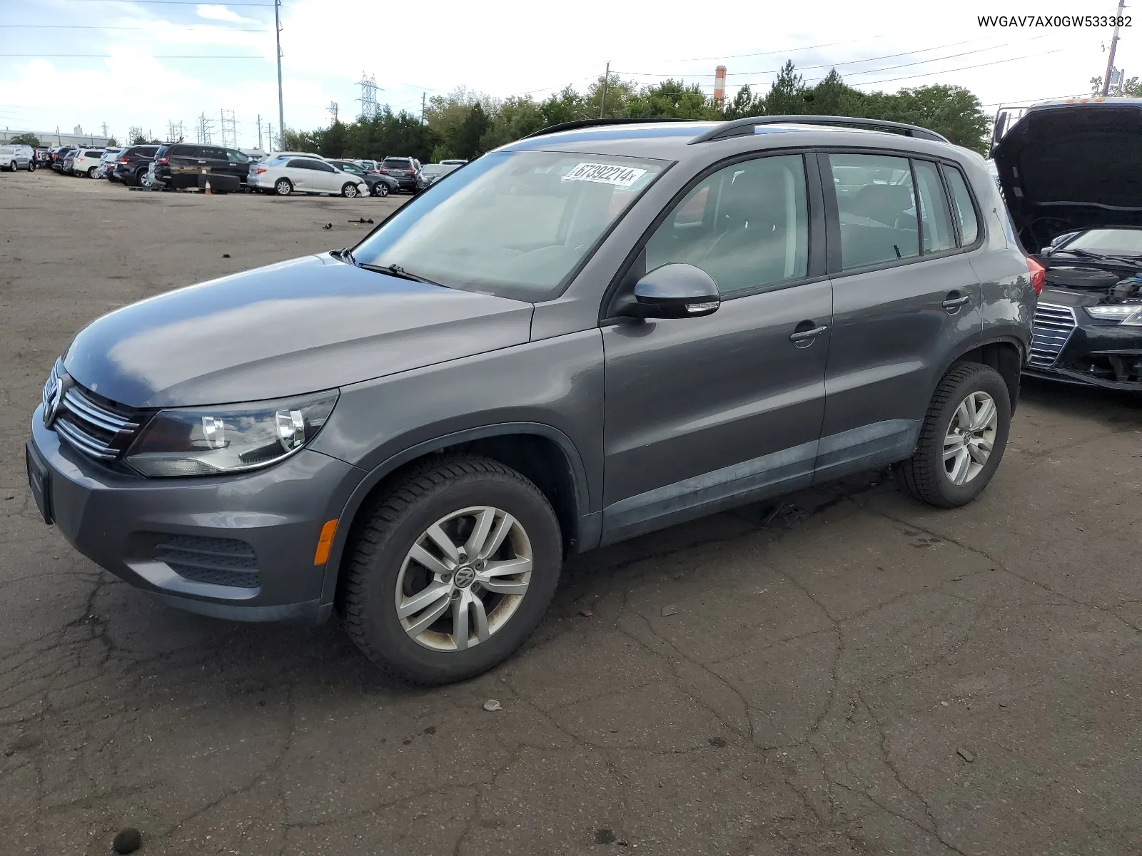 2016 Volkswagen Tiguan S VIN: WVGAV7AX0GW533382 Lot: 67392214