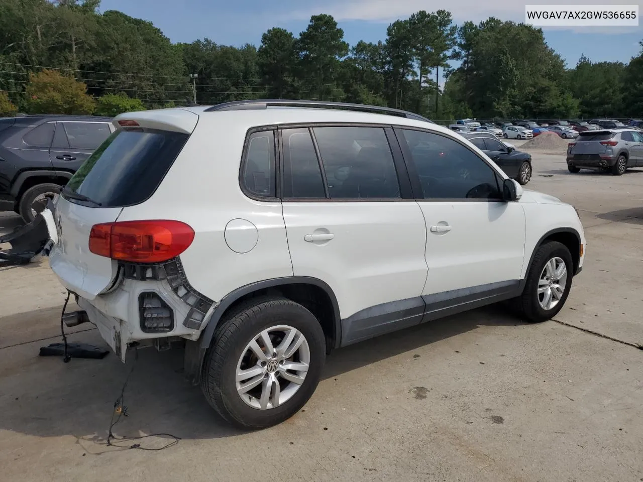 2016 Volkswagen Tiguan S VIN: WVGAV7AX2GW536655 Lot: 69210024