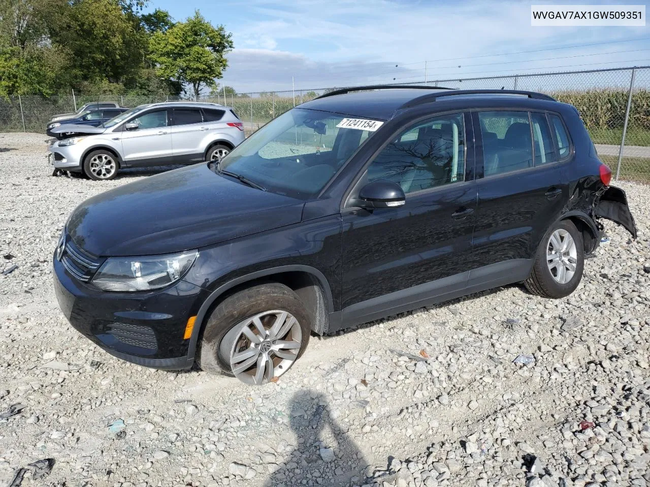 2016 Volkswagen Tiguan S VIN: WVGAV7AX1GW509351 Lot: 71241154