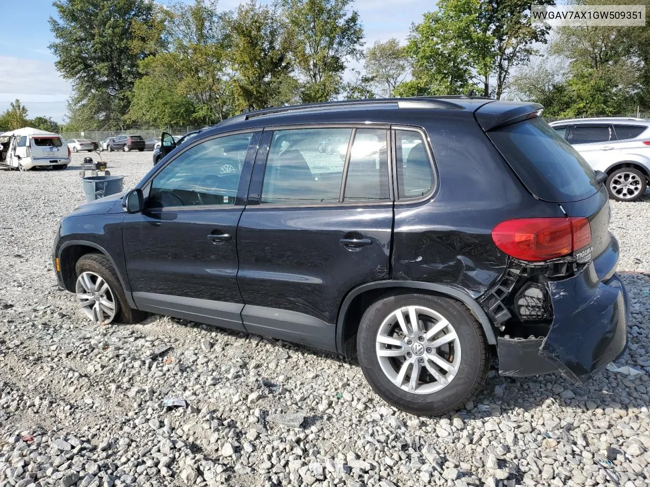 2016 Volkswagen Tiguan S VIN: WVGAV7AX1GW509351 Lot: 71241154