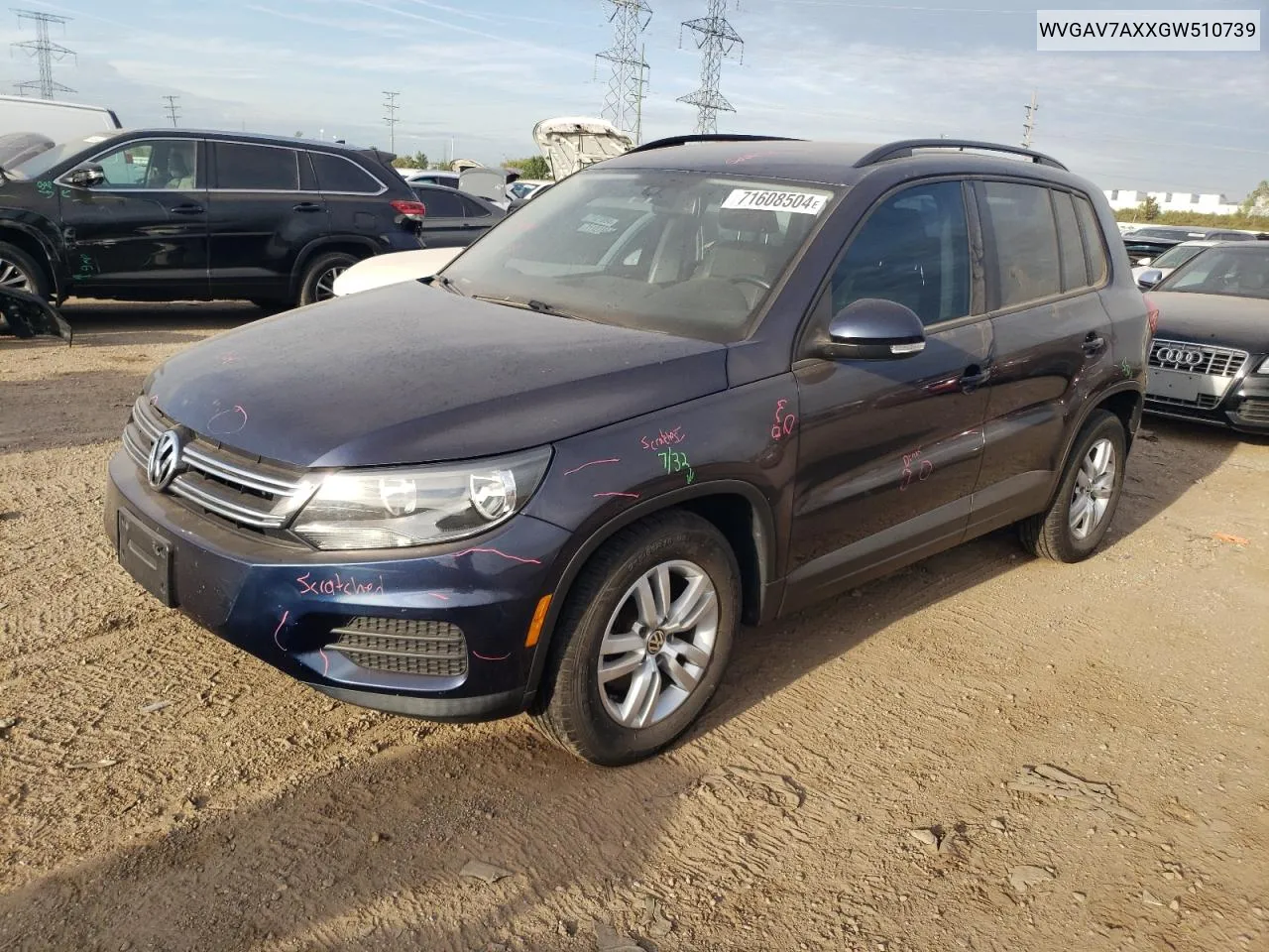 2016 Volkswagen Tiguan S VIN: WVGAV7AXXGW510739 Lot: 71608504