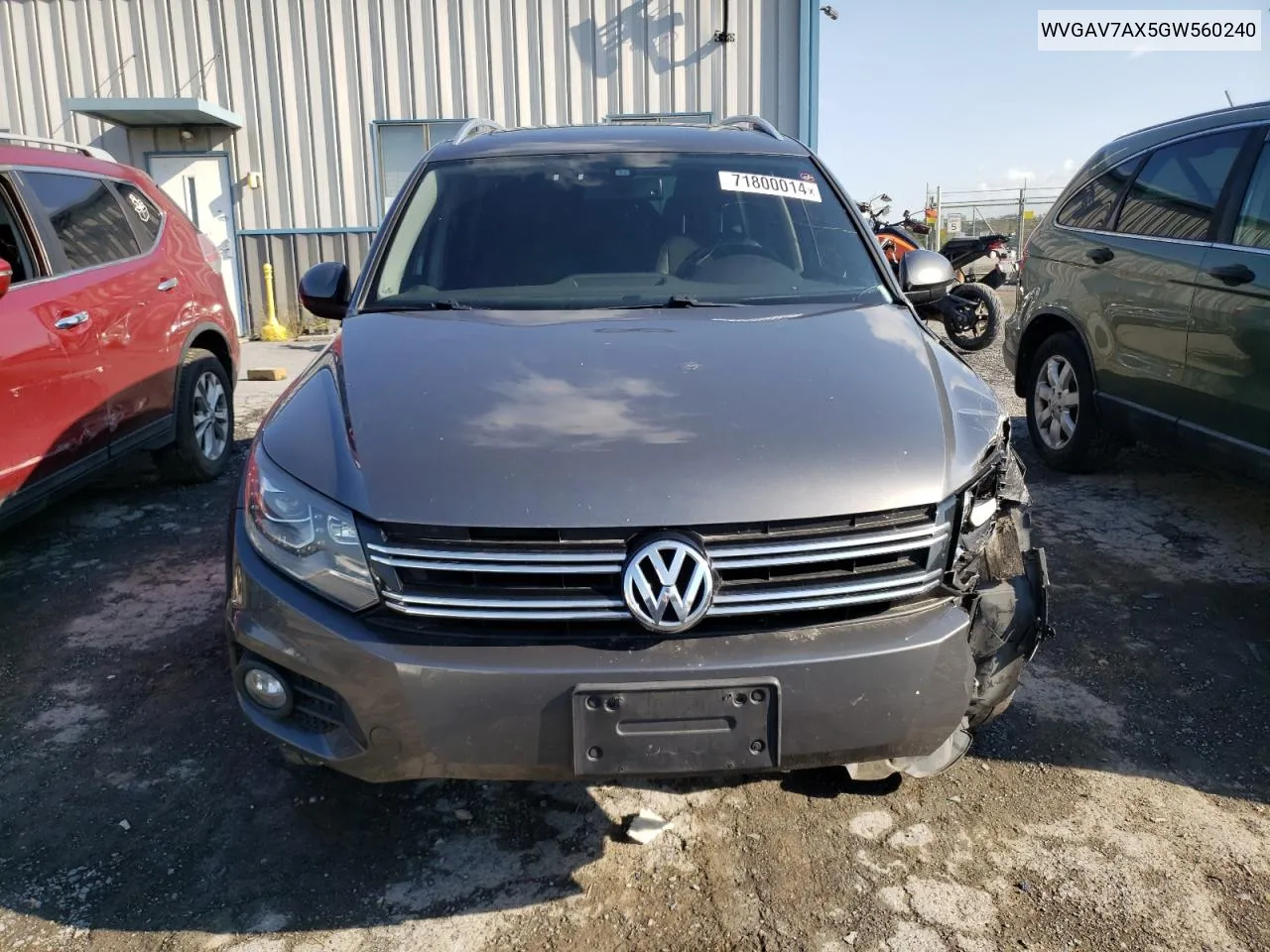 2016 Volkswagen Tiguan S VIN: WVGAV7AX5GW560240 Lot: 71800014