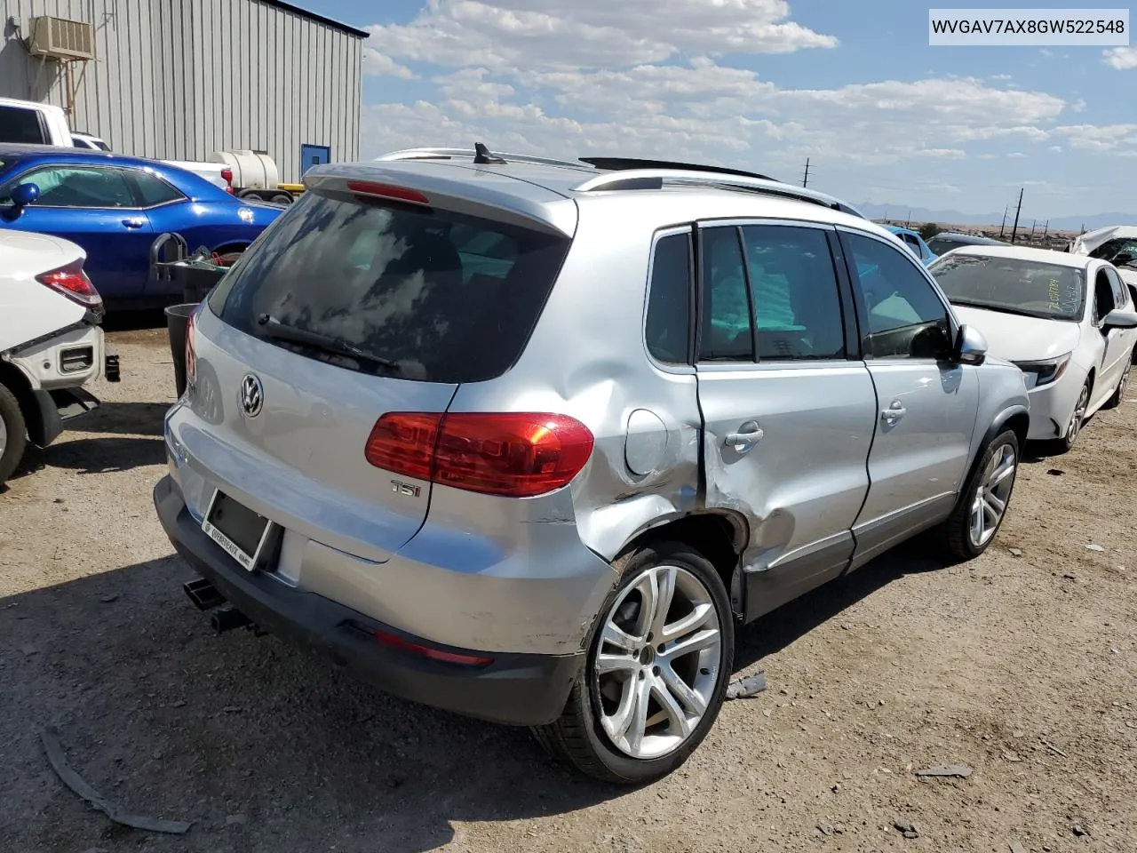 2016 Volkswagen Tiguan S VIN: WVGAV7AX8GW522548 Lot: 72180134