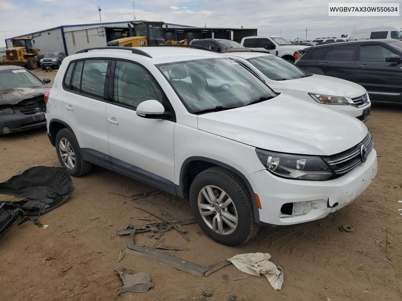 2016 Volkswagen Tiguan S VIN: WVGBV7AX3GW550634 Lot: 72540264