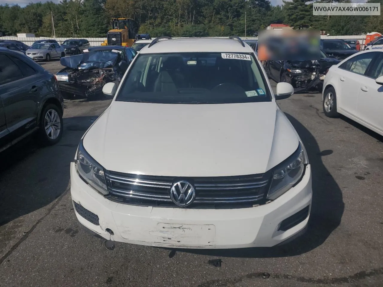 2016 Volkswagen Tiguan S VIN: WVGAV7AX4GW006171 Lot: 72778334