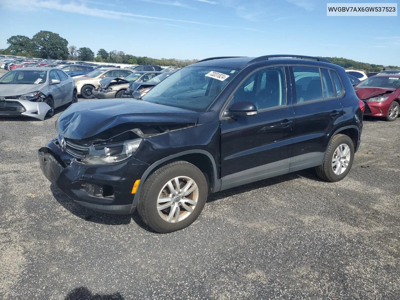 2016 Volkswagen Tiguan S VIN: WVGBV7AX6GW537523 Lot: 73331824