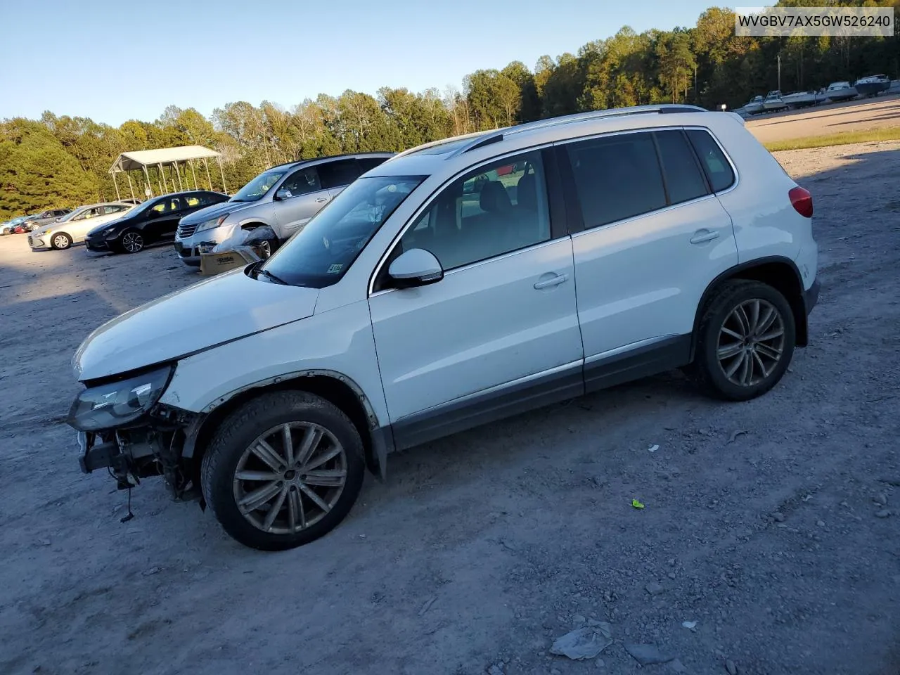 2016 Volkswagen Tiguan S VIN: WVGBV7AX5GW526240 Lot: 74026574