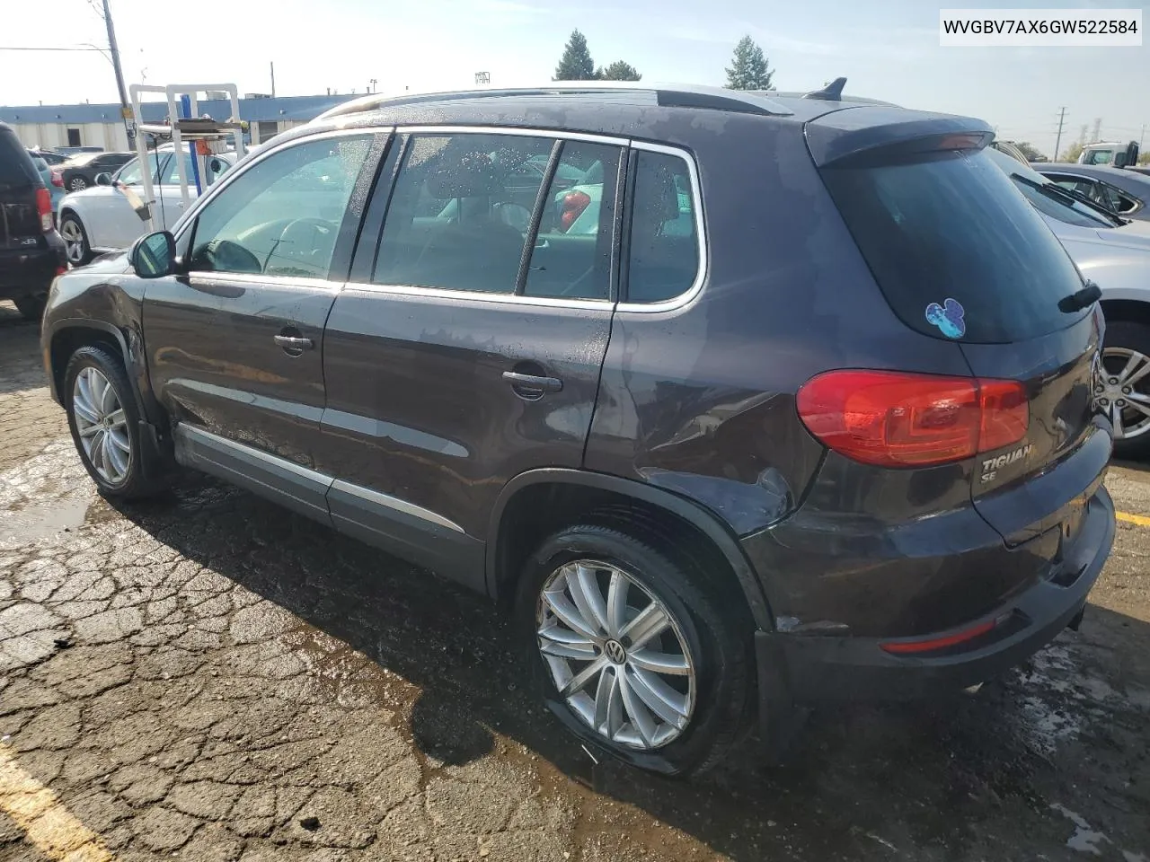 2016 Volkswagen Tiguan S VIN: WVGBV7AX6GW522584 Lot: 74610304