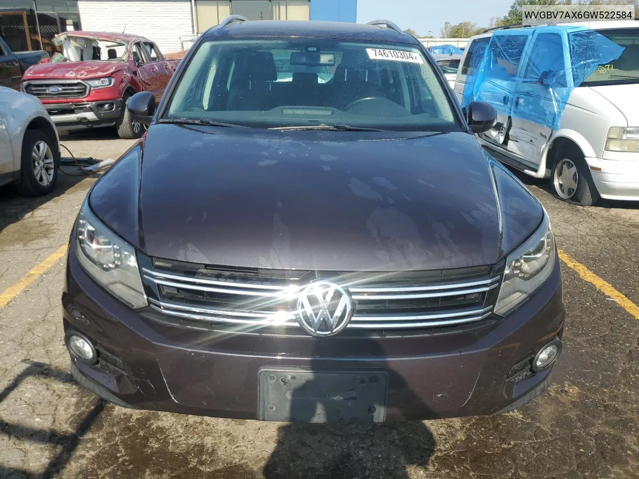 2016 Volkswagen Tiguan S VIN: WVGBV7AX6GW522584 Lot: 74610304