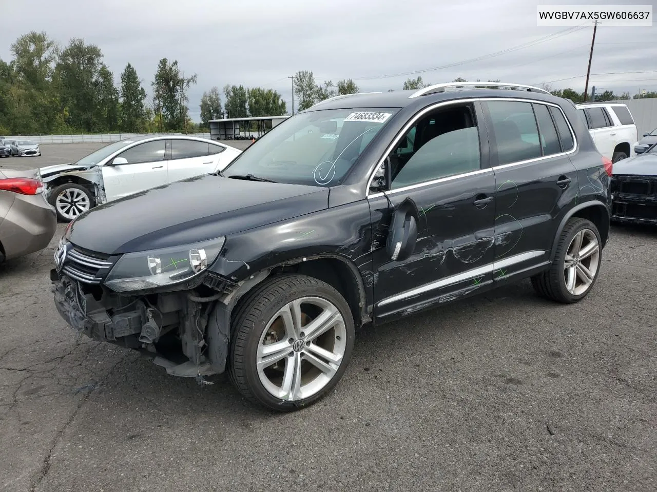 2016 Volkswagen Tiguan S VIN: WVGBV7AX5GW606637 Lot: 74683334