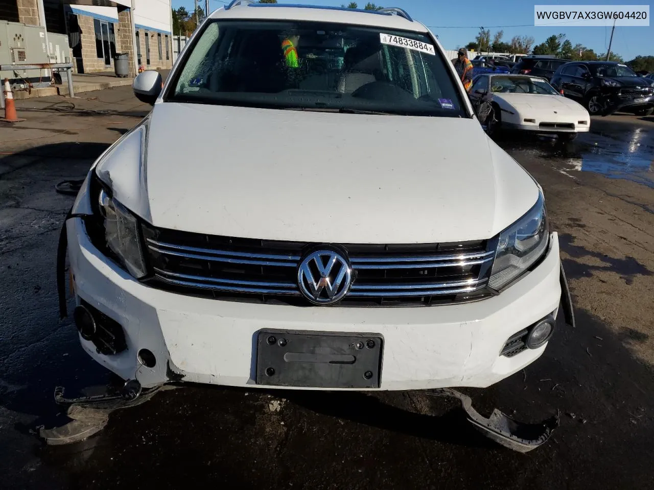 2016 Volkswagen Tiguan S VIN: WVGBV7AX3GW604420 Lot: 74833884