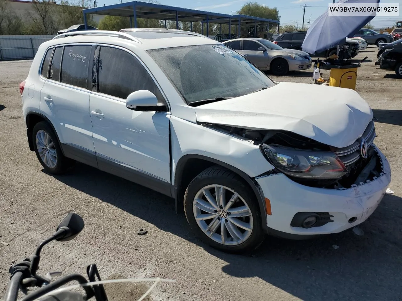 2016 Volkswagen Tiguan S VIN: WVGBV7AX0GW519275 Lot: 74836764