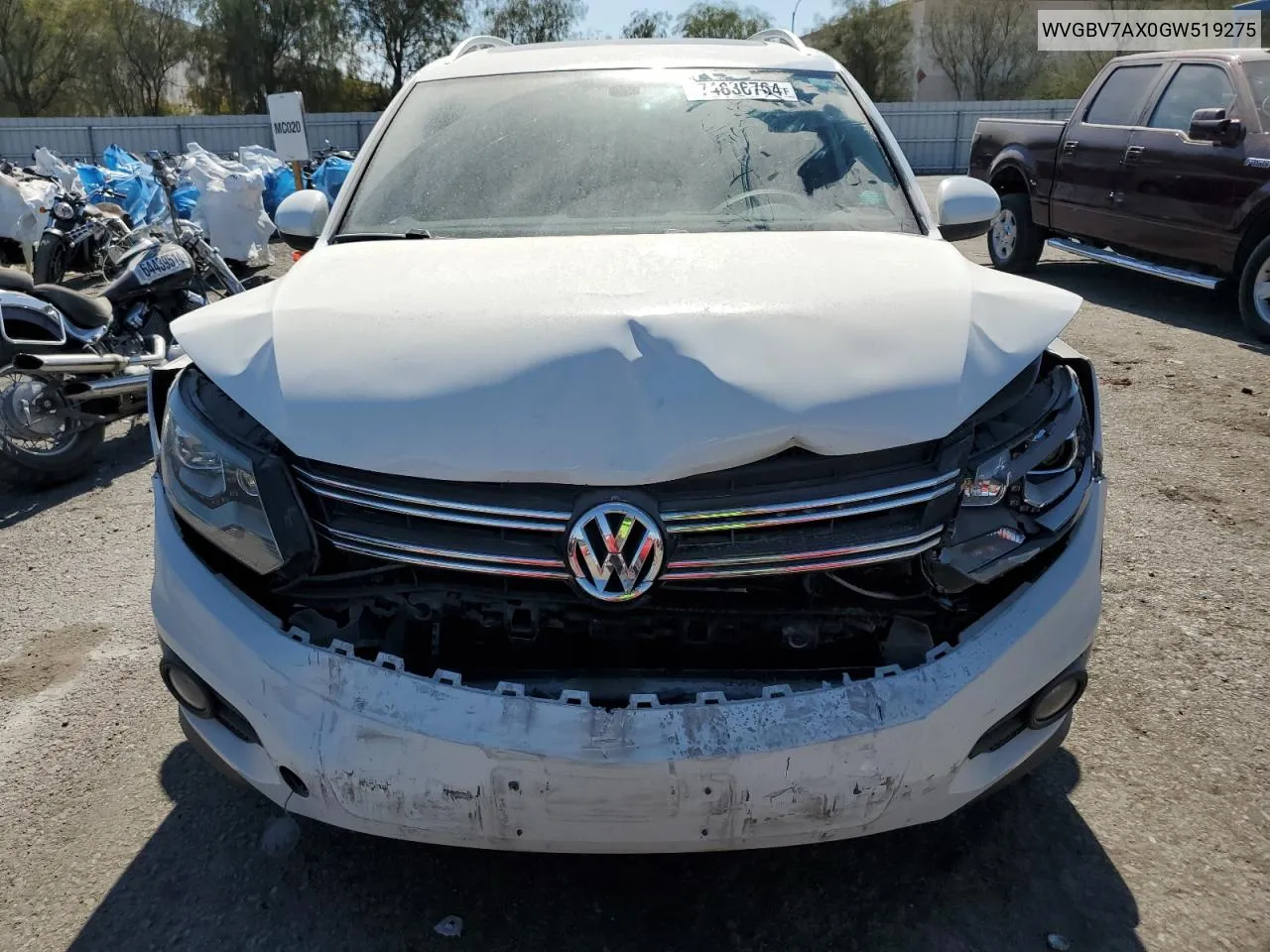 2016 Volkswagen Tiguan S VIN: WVGBV7AX0GW519275 Lot: 74836764