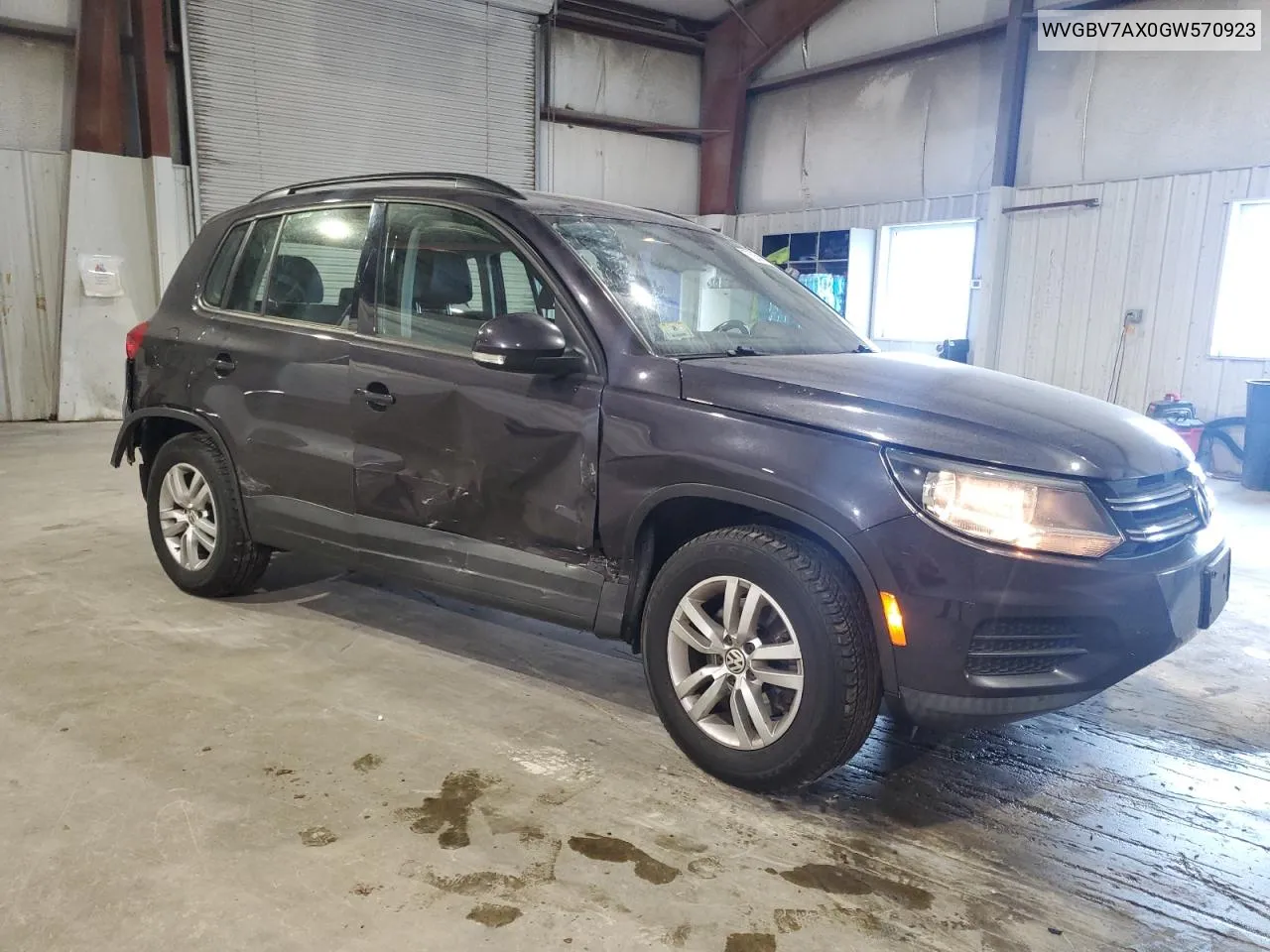 2016 Volkswagen Tiguan S VIN: WVGBV7AX0GW570923 Lot: 75356544