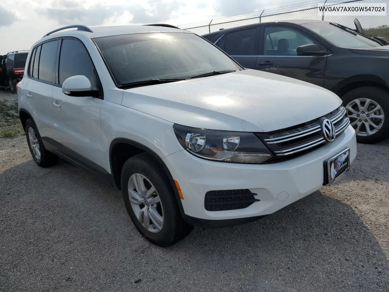 2016 Volkswagen Tiguan S VIN: WVGAV7AX0GW547024 Lot: 76353164