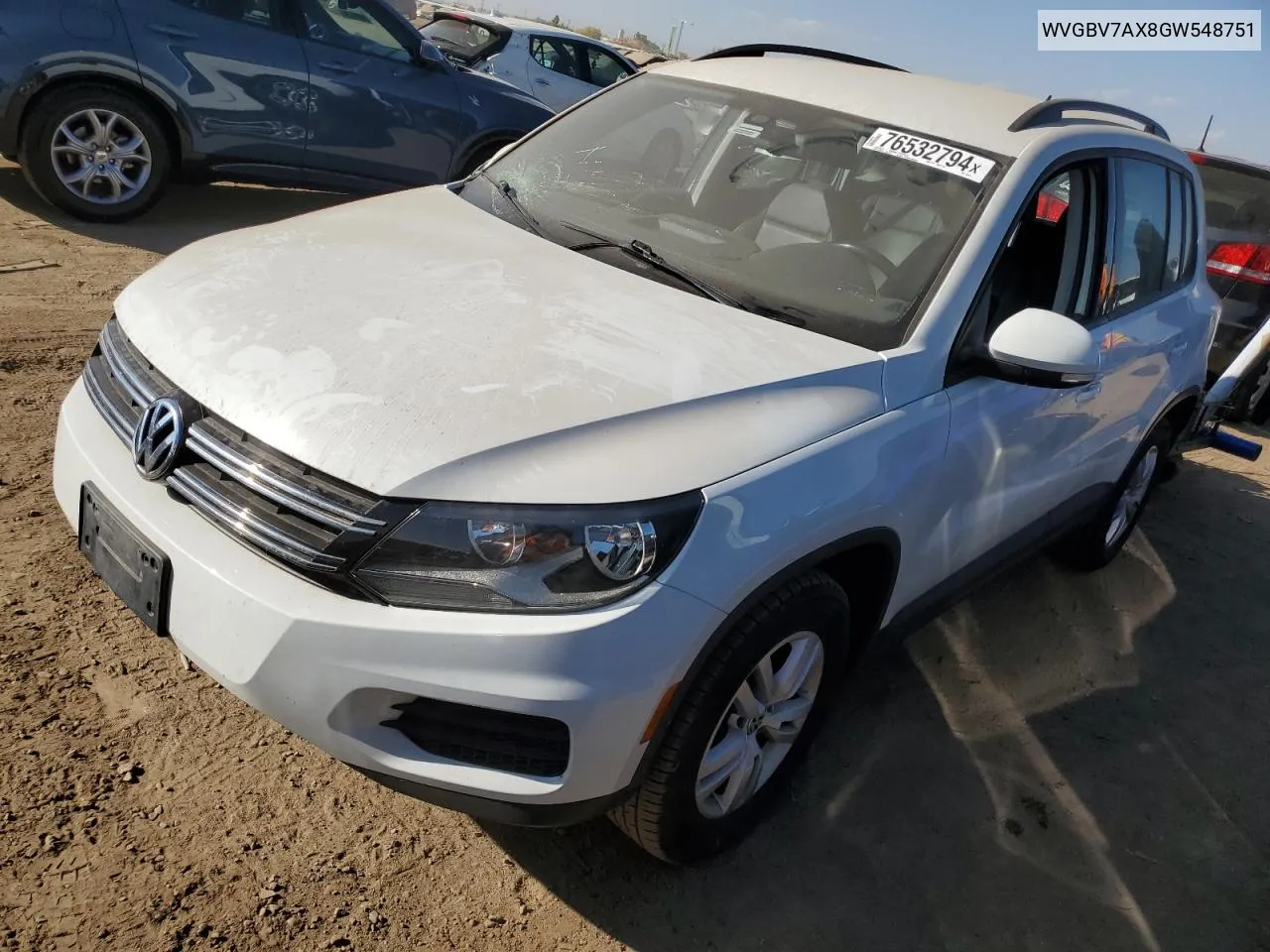 2016 Volkswagen Tiguan S VIN: WVGBV7AX8GW548751 Lot: 76532794