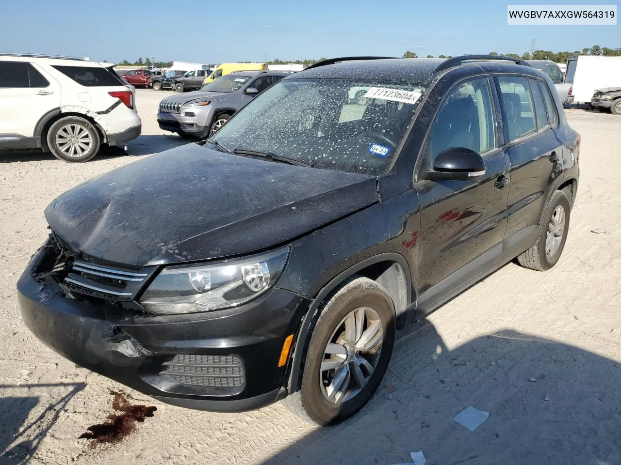 2016 Volkswagen Tiguan S VIN: WVGBV7AXXGW564319 Lot: 77123604