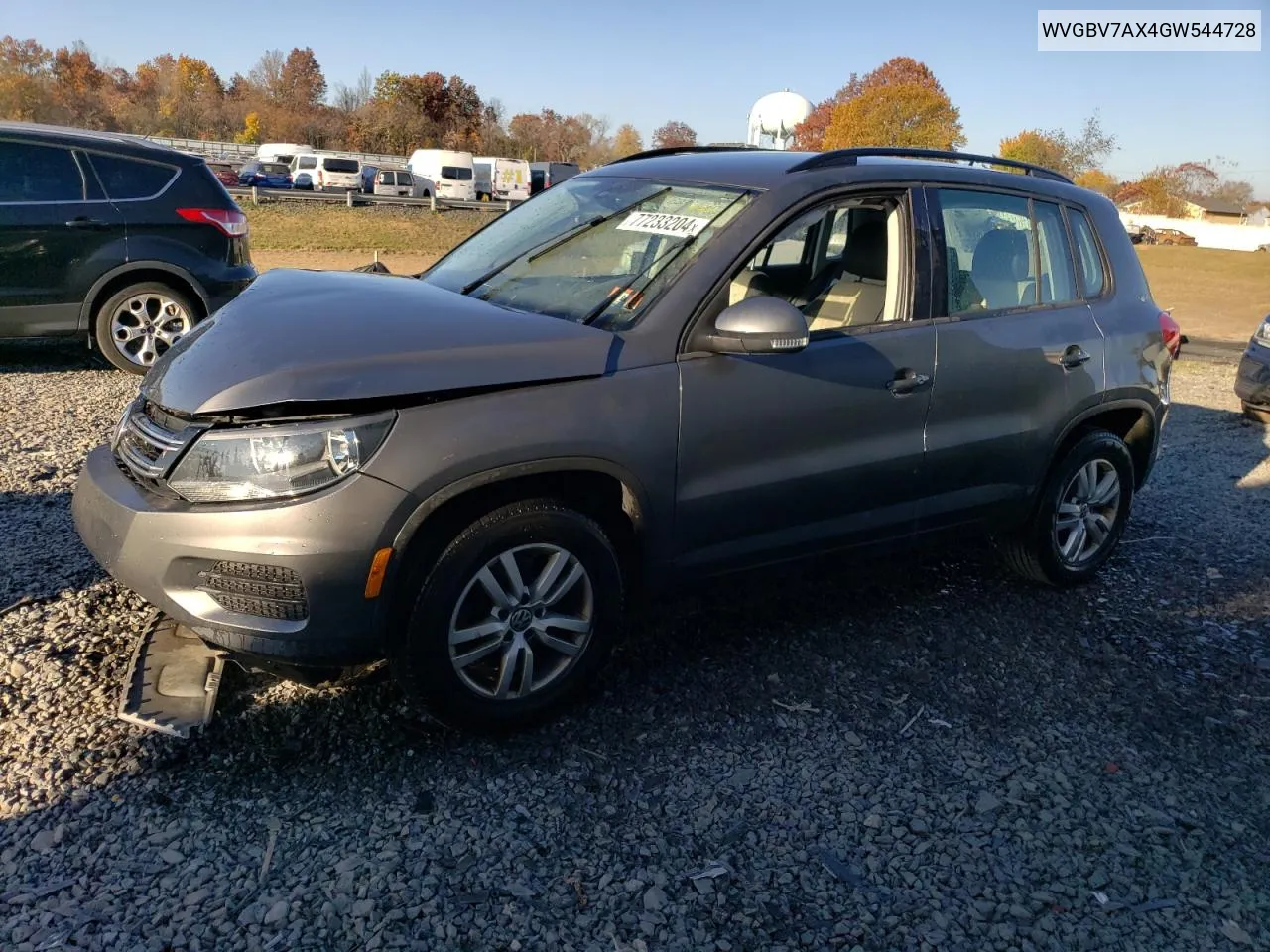 2016 Volkswagen Tiguan S VIN: WVGBV7AX4GW544728 Lot: 77233204