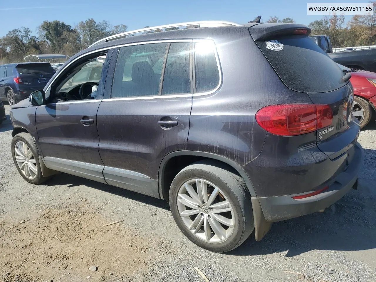 2016 Volkswagen Tiguan S VIN: WVGBV7AX5GW511155 Lot: 77835144