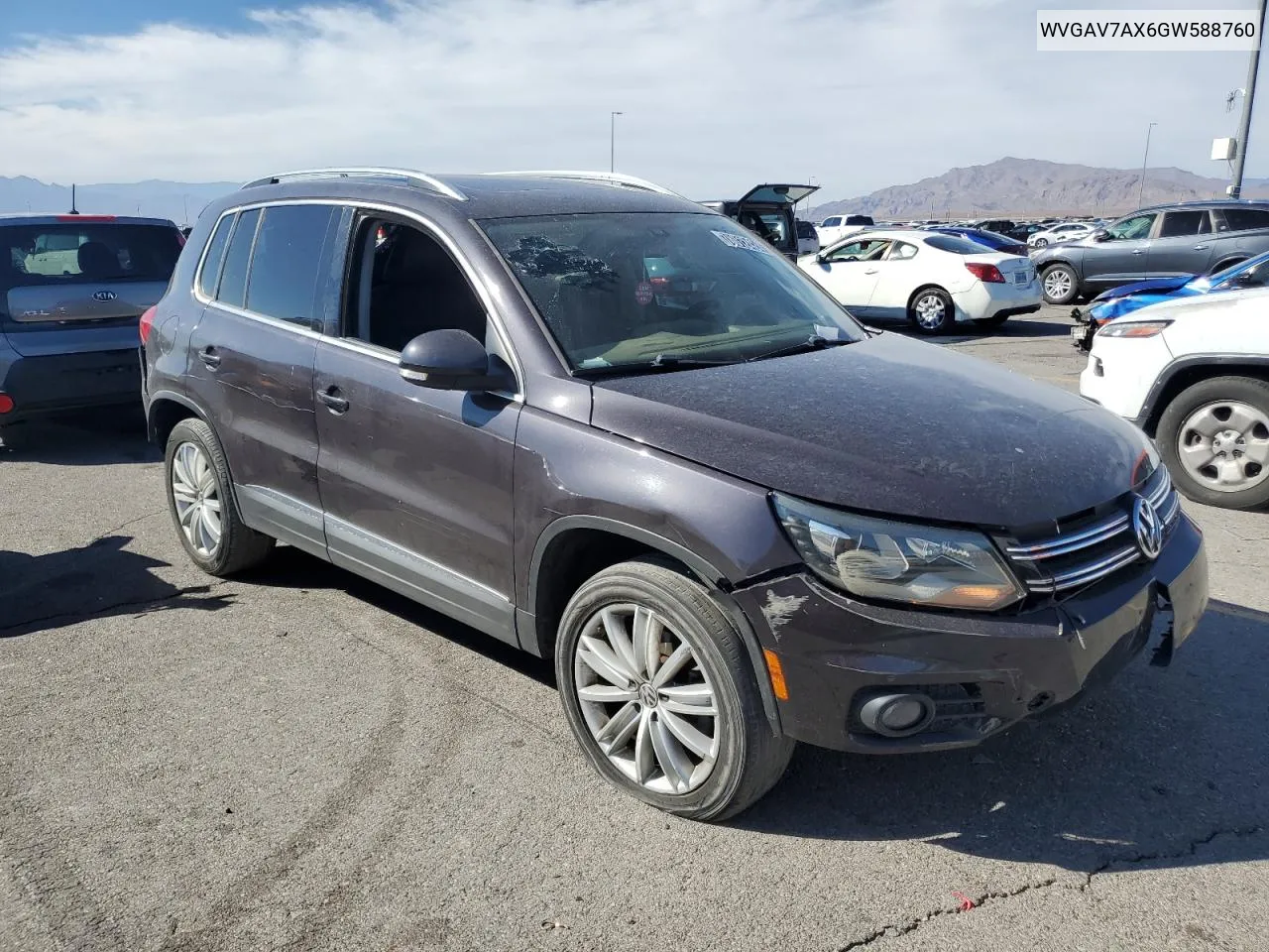 2016 Volkswagen Tiguan S VIN: WVGAV7AX6GW588760 Lot: 78012424