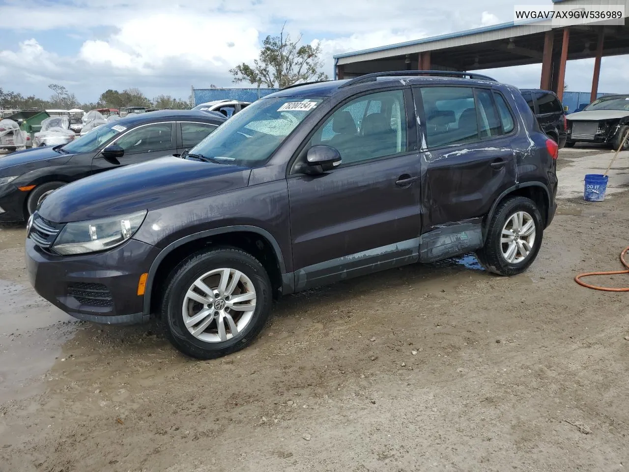 2016 Volkswagen Tiguan S VIN: WVGAV7AX9GW536989 Lot: 78200154