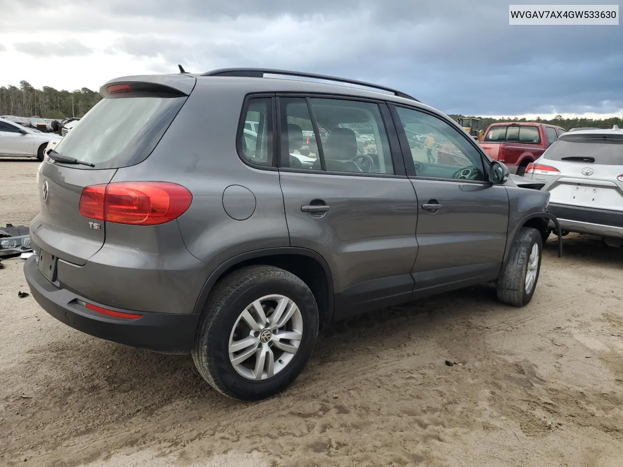 2016 Volkswagen Tiguan S VIN: WVGAV7AX4GW533630 Lot: 78413294