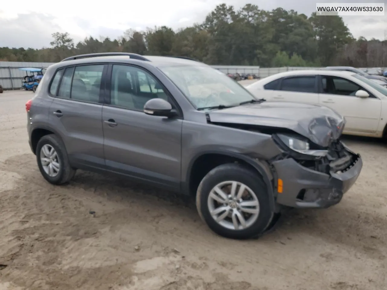 2016 Volkswagen Tiguan S VIN: WVGAV7AX4GW533630 Lot: 78413294