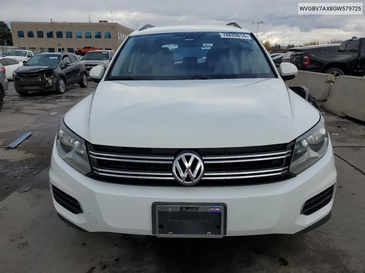 2016 Volkswagen Tiguan S VIN: WVGBV7AX8GW579725 Lot: 78820814