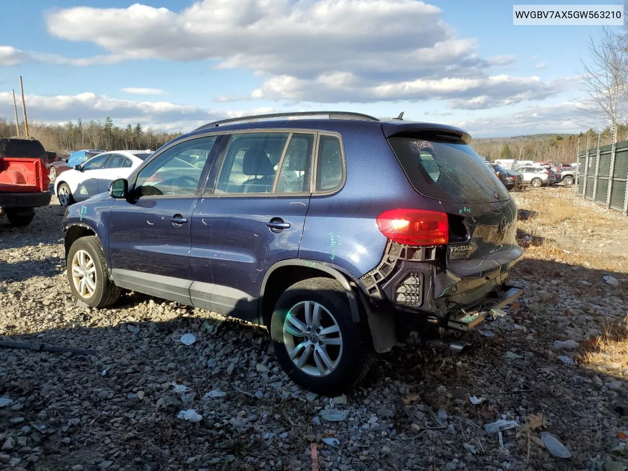 2016 Volkswagen Tiguan S VIN: WVGBV7AX5GW563210 Lot: 78962244