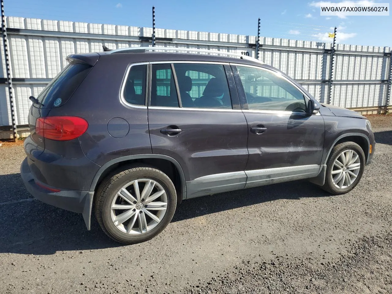 2016 Volkswagen Tiguan S VIN: WVGAV7AX0GW560274 Lot: 79085554