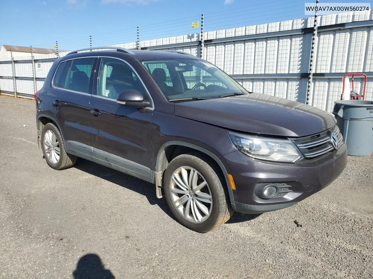 2016 Volkswagen Tiguan S VIN: WVGAV7AX0GW560274 Lot: 79085554