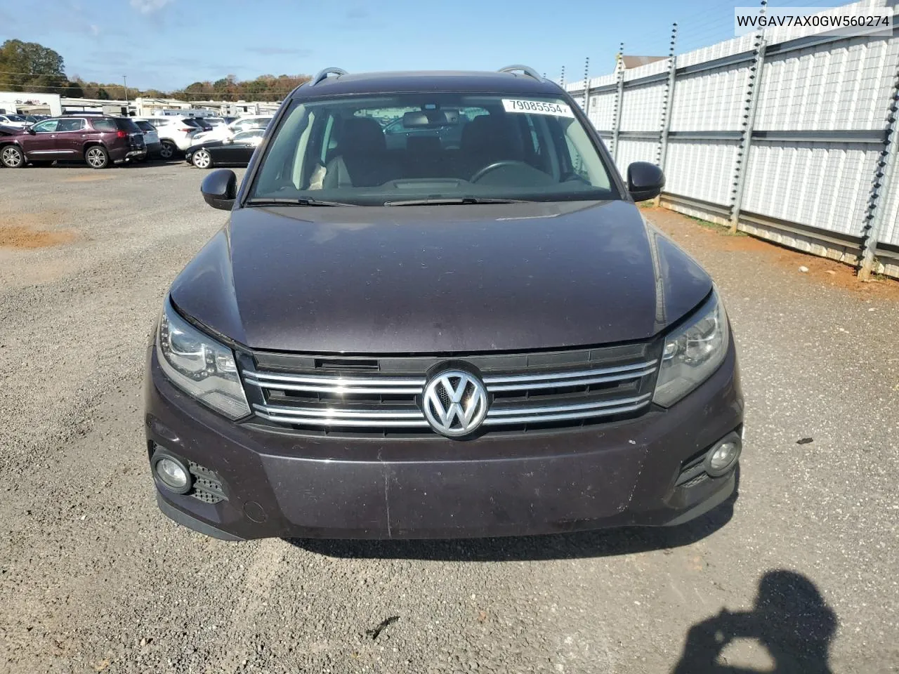 2016 Volkswagen Tiguan S VIN: WVGAV7AX0GW560274 Lot: 79085554