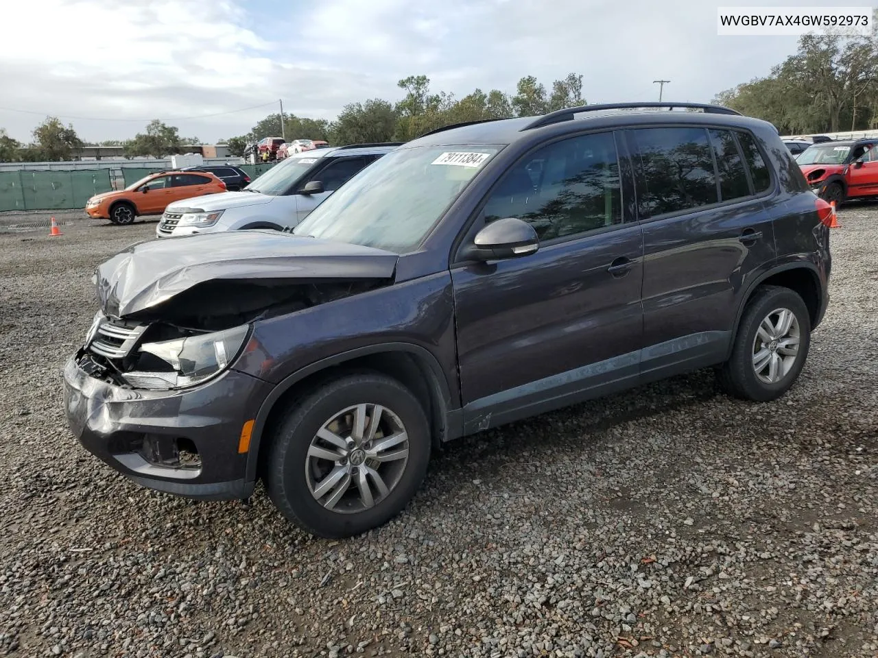 2016 Volkswagen Tiguan S VIN: WVGBV7AX4GW592973 Lot: 79111384