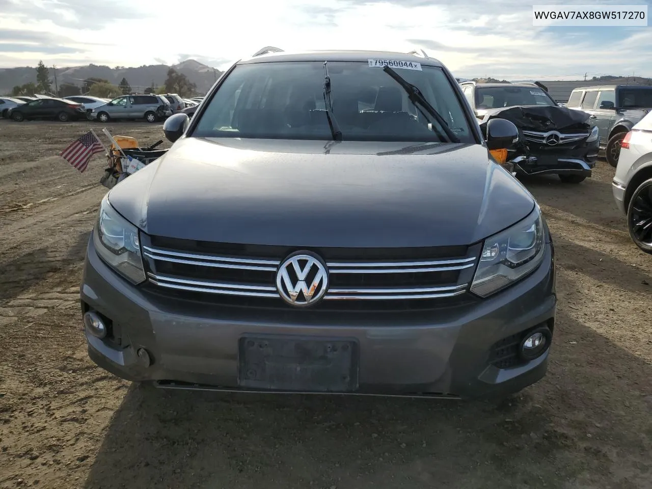 2016 Volkswagen Tiguan S VIN: WVGAV7AX8GW517270 Lot: 79560044