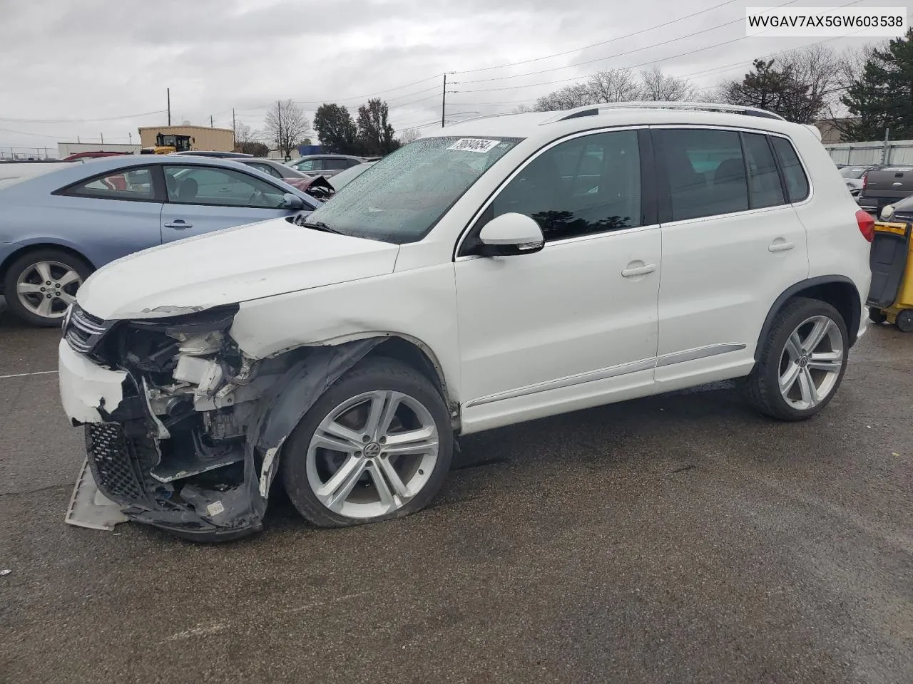 2016 Volkswagen Tiguan S VIN: WVGAV7AX5GW603538 Lot: 79684654