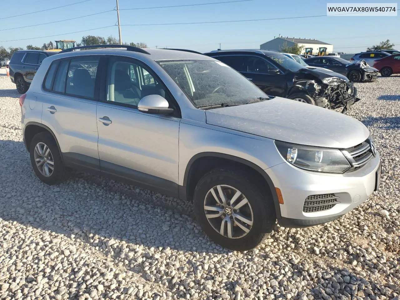 2016 Volkswagen Tiguan S VIN: WVGAV7AX8GW540774 Lot: 79912974