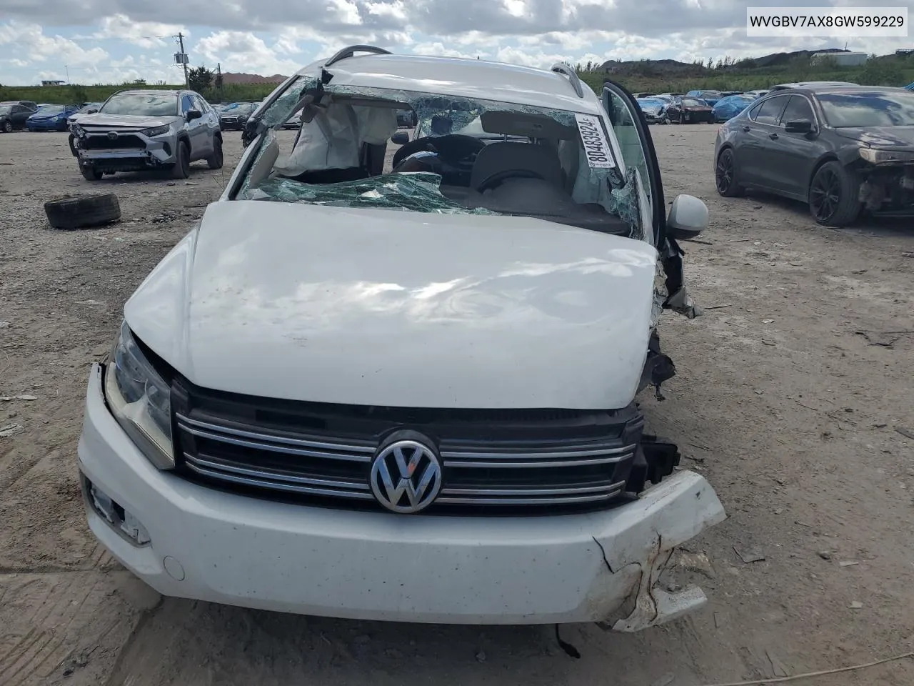 2016 Volkswagen Tiguan S VIN: WVGBV7AX8GW599229 Lot: 80483924