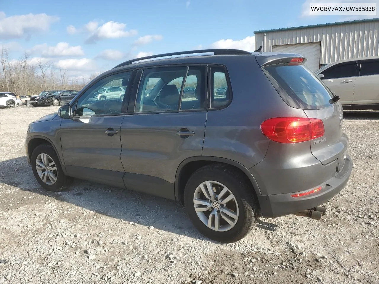 2016 Volkswagen Tiguan S VIN: WVGBV7AX7GW585838 Lot: 81073264