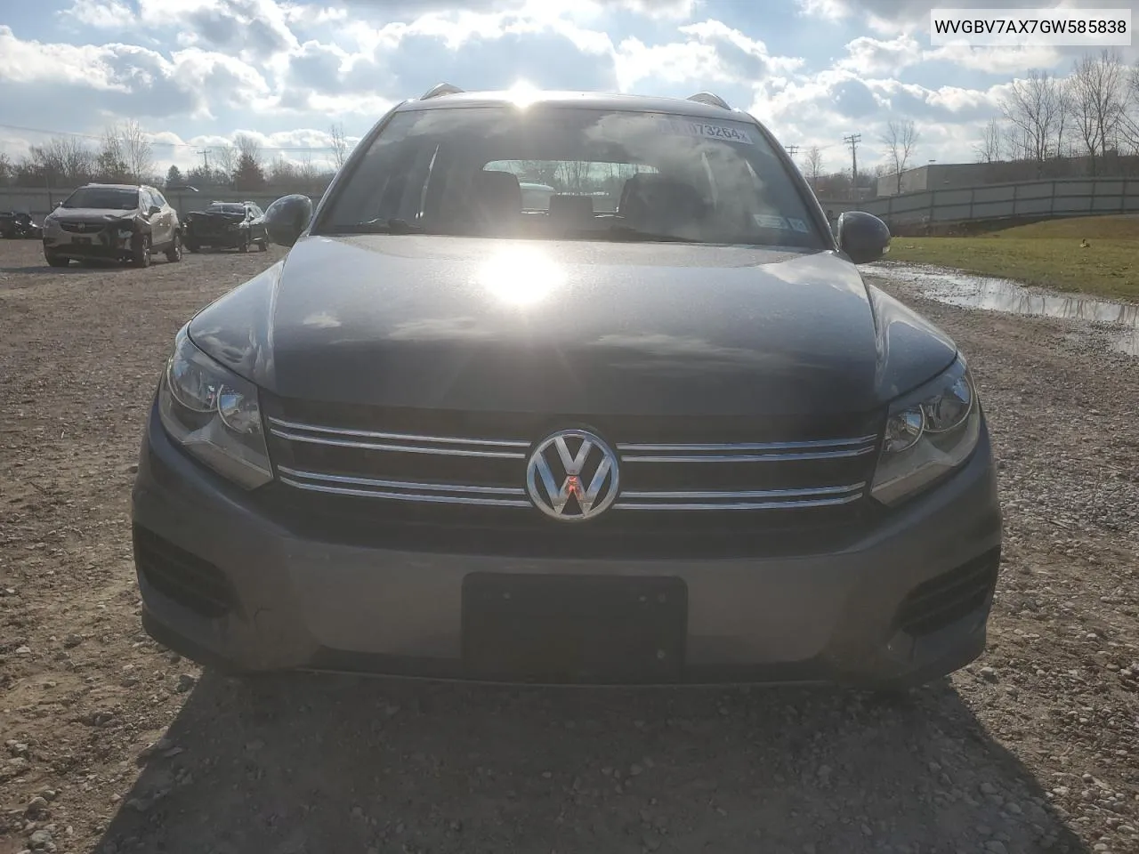 2016 Volkswagen Tiguan S VIN: WVGBV7AX7GW585838 Lot: 81073264