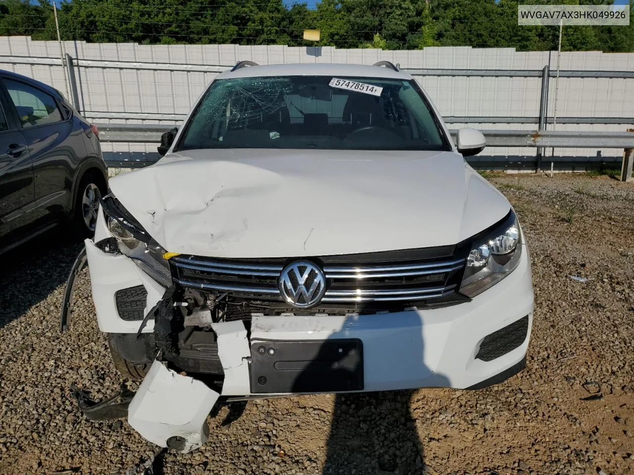 2017 Volkswagen Tiguan S VIN: WVGAV7AX3HK049926 Lot: 57478514