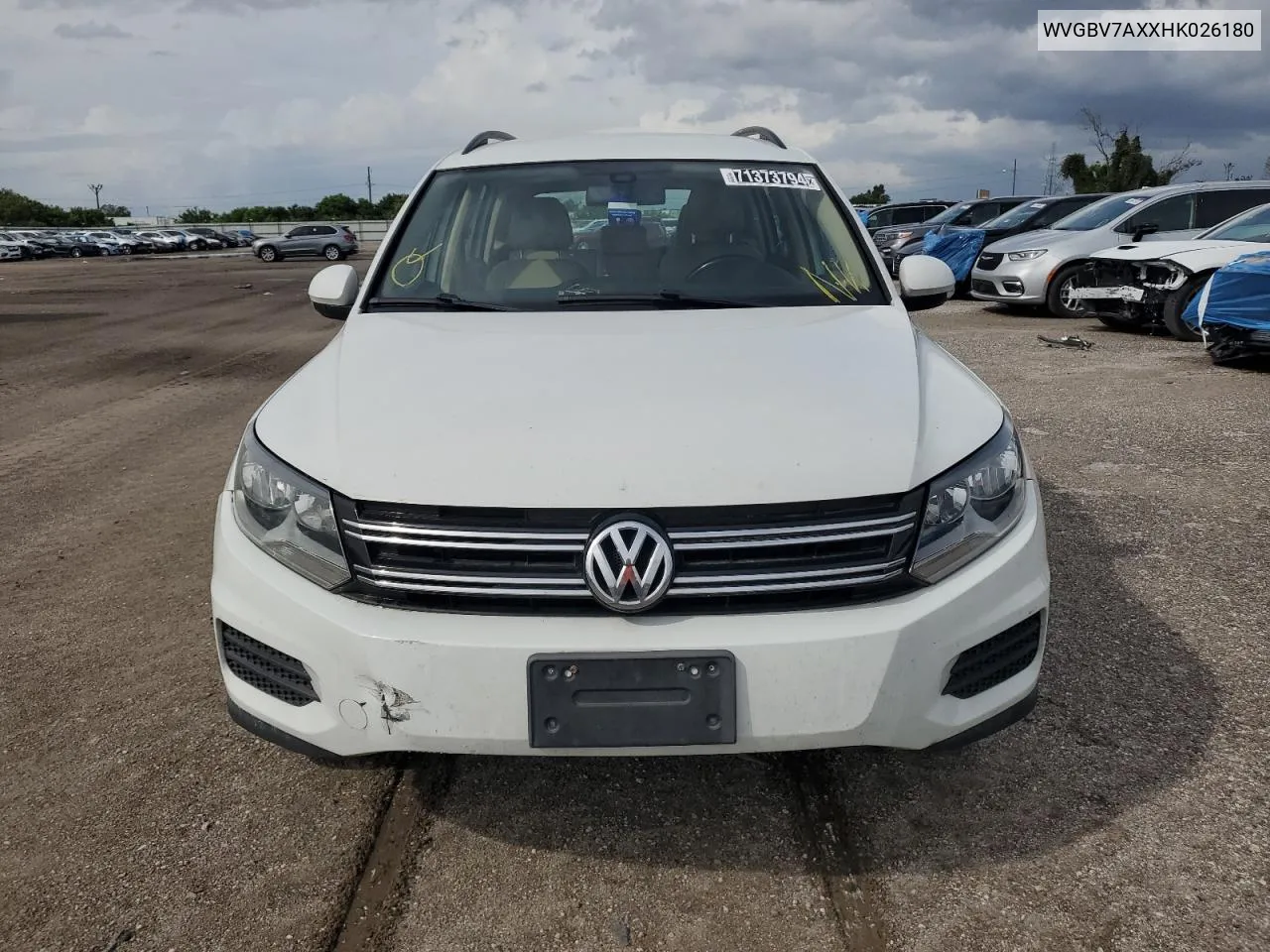 2017 Volkswagen Tiguan S VIN: WVGBV7AXXHK026180 Lot: 71373794