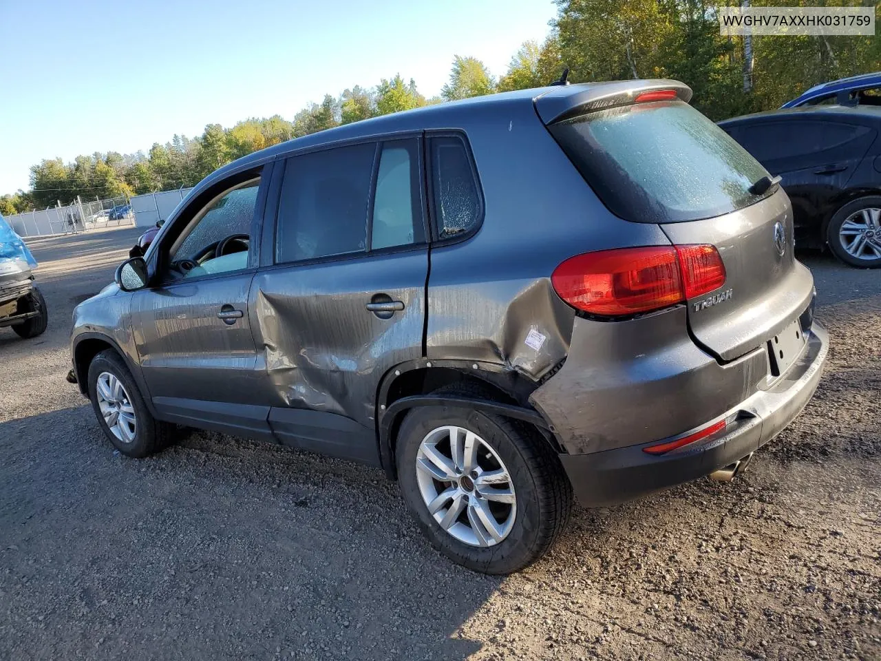 2017 Volkswagen Tiguan Trendline VIN: WVGHV7AXXHK031759 Lot: 72346444