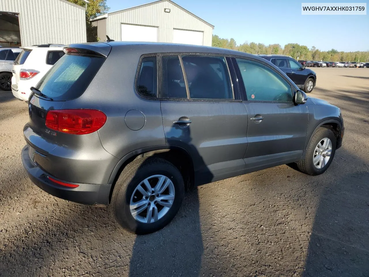 2017 Volkswagen Tiguan Trendline VIN: WVGHV7AXXHK031759 Lot: 72346444