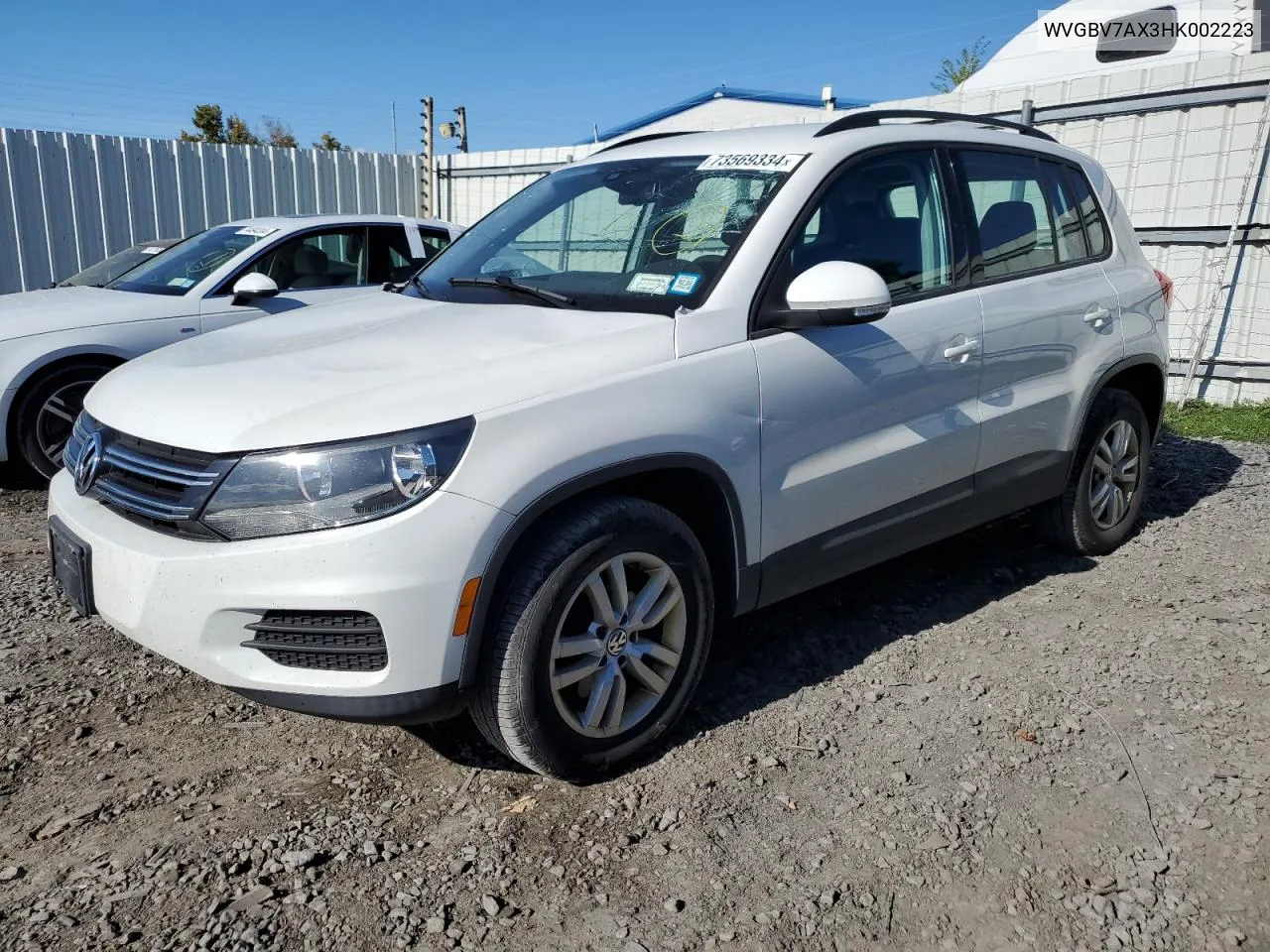 2017 Volkswagen Tiguan S VIN: WVGBV7AX3HK002223 Lot: 73569334