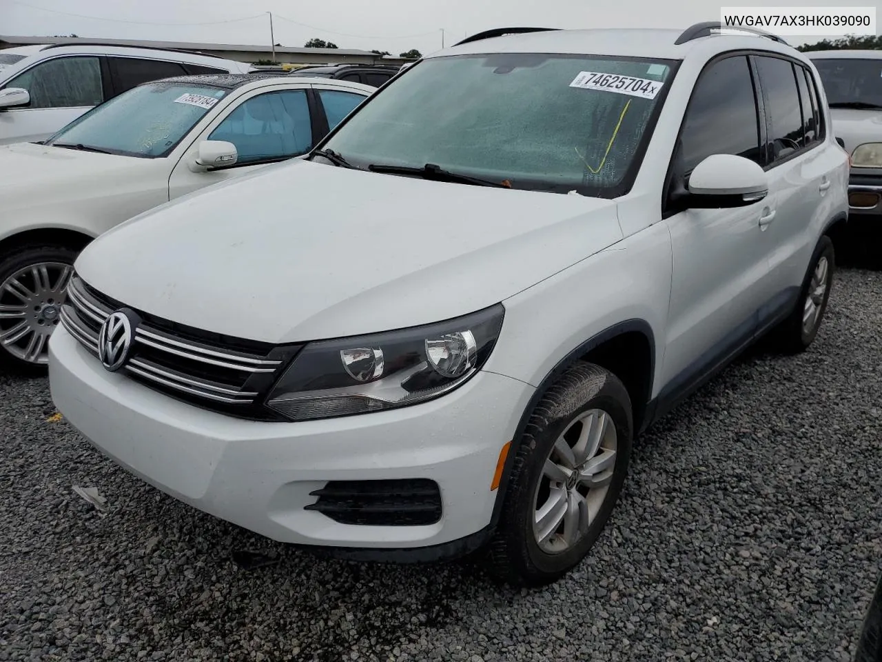 2017 Volkswagen Tiguan S VIN: WVGAV7AX3HK039090 Lot: 74625704