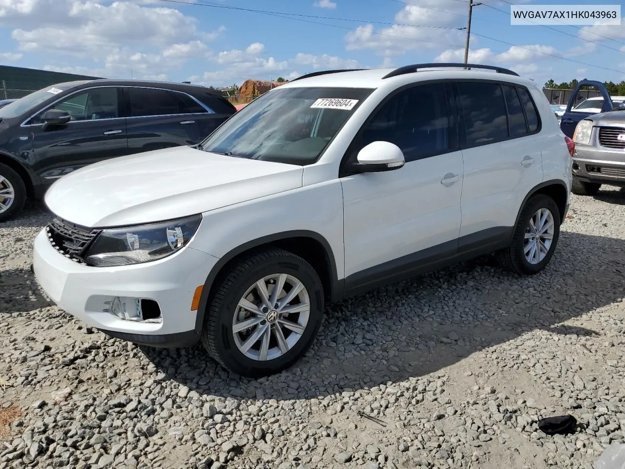 2017 Volkswagen Tiguan S VIN: WVGAV7AX1HK043963 Lot: 77269604