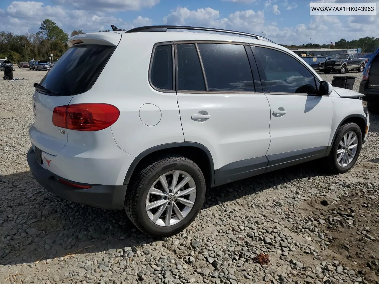 2017 Volkswagen Tiguan S VIN: WVGAV7AX1HK043963 Lot: 77269604