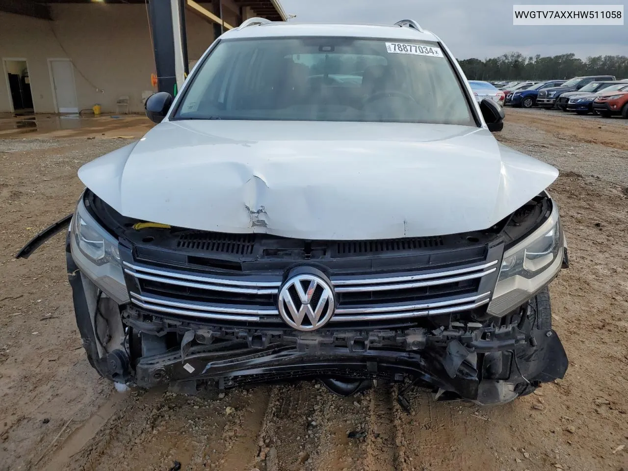 2017 Volkswagen Tiguan Sport VIN: WVGTV7AXXHW511058 Lot: 78877034