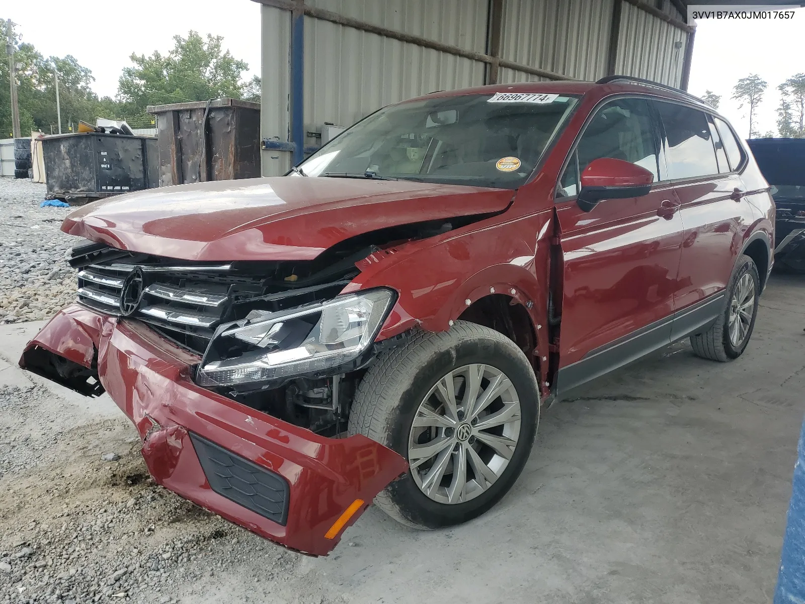 3VV1B7AX0JM017657 2018 Volkswagen Tiguan S