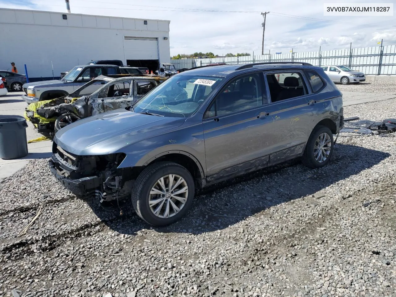 2018 Volkswagen Tiguan S VIN: 3VV0B7AX0JM118287 Lot: 72348384